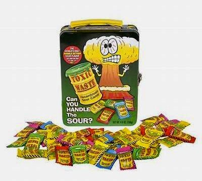 Toxic Waste Metal Lunchbox with warheads packed inside